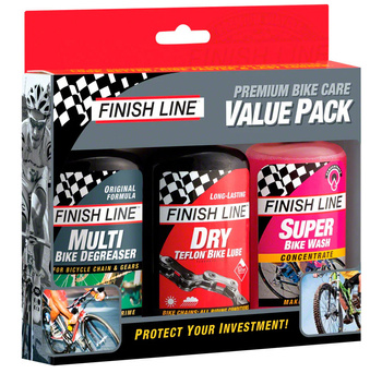 Zestaw FINISH LINE Premium Bike Care 3x120ml (odłuszczacz, olej DRY Lube, środek do mycia)