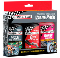 Zestaw FINISH LINE Premium Bike Care 3x120ml (odłuszczacz, olej DRY Lube, środek do mycia)